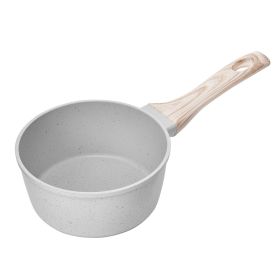VEVOR 1.5 QT Saucepan, Nonstick Saucepan with Tempered Glass Lid, Multipurpose Cooking Sauce Pot with Detachable Handle (Color: White, Capacity: 1.5 qt)